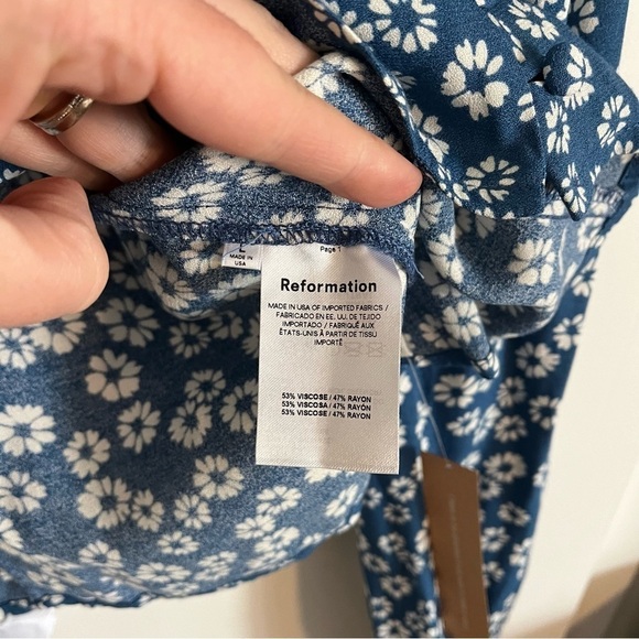 REFORMATION Nell Button Down Puff Sleeve Floral Blouse Top - Picture 10 of 11